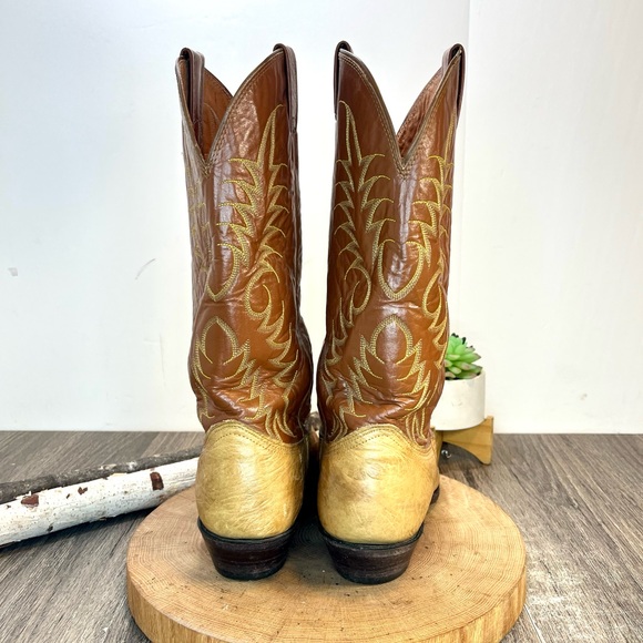 *Nocona | Vintage Men’s Leather Western Cowboy Boots Tan/brown 38068 Size 8.5 EE - Picture 8 of 13